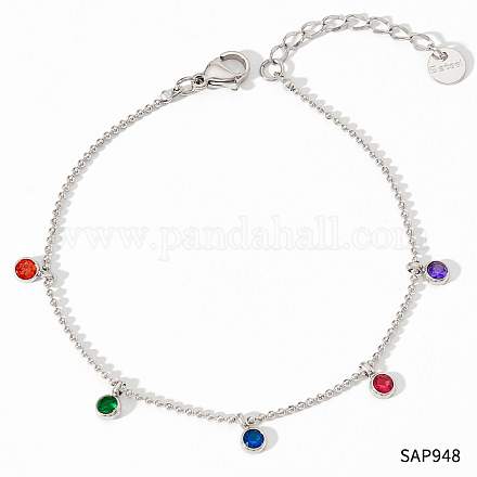 Браслеты с круглыми подвесками из нержавеющей стали 304 FS-WGE53C5-02-1