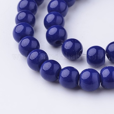 Chapelets de perles en verre opaque de couleur unie GLAA-D080-6mm-04-1