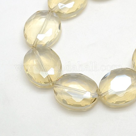 Chapelets de perles ovales de cristal à facettes en verre électrolytique EGLA-F060B-01-1