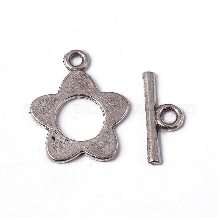 Flower Tibetan Style Alloy Toggle Clasps X-A0977Y-NF-1