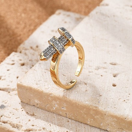 Латунь манжеты кольца RJEW-D314-02G-1