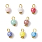 8Pcs Pearlized Handmade Porcelain Round Pendants, with Iron Loops, Golden, 13x6.5mm, Hole: 3mm
