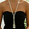 Plastic Pearl Beaded Tassel Y Necklaces for Women, Long Necklaces for Sweater, White, Square, 21.65 inch(55cm)