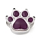 304 Stainless Steel European Beads, with Enamel, Large Hole Beads, Paw Print, Stainless Steel Color, 12x13x8mm, Hole: 4.5mm