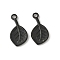 304 Stainless Steel Pendants, Leaf Charm, Ion Plating(IP), Black, 21x11x2mm, Hole: 2mm
