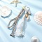 Polyester & Spandex Cord Ropes Pendant Decorations, with Acrylic Shell Charms & Lace Trim and Aluminum Heart Clasps, Platinum, 265mm