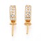 925 Sterling Silver Micro Pave Cubic Zirconia Pendant Bails, Bead Cap Bails, Golden, 12~13x3x5mm, Hole: 5x2.5mm, Pin: 0.7mm
