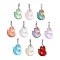 Fox Gradient Color Baking Paint Transparent Glass Pendants, Mixed Color, 23.5x14x6.5mm, Hole: 3.8x4mm