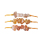 3Pcs 3 Styles Gemstone Braided Bead Bracelets, with Brass Beads, Chip, Inner Diameter: 2-7/8 inch(7.3cm), 1pc/style