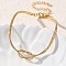 Brass Snake Chain Bracelets for Women, Knot, for Valentine's Day Gift, Golden, 17.5x0.2cm