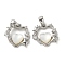 Brass Micro Pave Cubic Zirconia Pendents, with Shell, Heart Charms, Platinum, 13.5x14.5x3mm, Hole: 4x2mm
