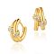 Brass Clear Cubic Zirconia Hoop Earrings, Golden, Nuggets, 10mm