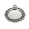 Zinc Alloy Pendant Settings for Cabochon & Rhinestone, DIY Findings for Jewelry Making, Lead Free & Nickel Free & Cadmium Free, Flat Round, Antique Silver, 25.5x22x2mm, Hole: 2mm