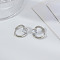 Brass Clear Cubic Zirconia Flat Round Hoop Earrings, Silver, 15x15mm
