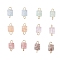 12Pcs 6 Colors Crackle Glass Cube Links Connector Charms, with 304 Stainless Steel Double Loops, Golden, Mixed Color, 13x6.5x6.5mm, Hole: 2mm, 2pcs/color