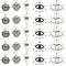 50Pcs 5 Styles Tibetan Style Zinc Alloy Pendant Rhinestone Settings, Eye with Sun, Antique Silver, 15.5~22x11~25.5x1.5~2mm, Hole: 1.6~2.5mm, 10pcs/style