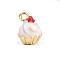 Alloy Enamel Charms, Golden, Cake, White, 11.5x8.5mm, Hole: 1.6mm
