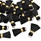 20Pcs Handmade Polycotton(Polyester Cotton) Tassel Decorations, Pendant Decorations, with Golden Iron Loops, Black, 17~21x10x5mm, Jump Ring: 6x0.7mm, Inner Diameter: 4.6mm, 20pcs/set