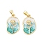 Brass Micro Pave Clear Cubic Zirconia Pendants, Flower, with Enamel, Cadmium Free & Lead Free, Real 18K Gold Plated, 23x14x4mm, Hole: 5.5x3mm