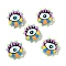Baking Painted Glass Beads, Bumpy Flat Round with Evil Eye, with Enamel, Purple, 16~17x16~17x11~12mm, Hole: 1.2mm
