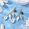 Natural Shell Dangle Earrings, Shell Shape, with Brass Earring Hooks, Seashell Color, 82mm