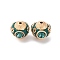Handmade Resin Indonesia Round Beads, with Alloy Rhinestone Findings, Round, Teal, 15.5x15mm, Hole: 1.8mm