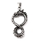 316 Surgical Stainless Steel Big Pendants, Dragon Charms, Antique Silver, 57.5x28x6mm, Hole: 9x4mm