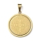 Ion Plating(IP) 304 Stainless Steel Pendants, Flat Round with Cssml Ndsmd Cross God Father Religious Christianity, Golden, 33.5x30.5x1.5mm, Hole: 8.5x5mm