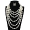 Flower Plastic Pearl Round Beaded Multilayer Necklaces & Dangle Earrings Sets, White, 350~700mm