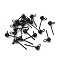 304 Stainless Steel Ball Stud Earring Findings, with Loop, Gunmetal, 15x7x4mm, Hole: 1.7mm, Pin: 0.7mm