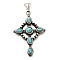 Dyed Synthetic Turquoise Pendants, Cross Charms, with 304 Stainless Steel Settings, Antique Silver, Turquoise Color, 50x35x5.5mm, Hole: 7.5x3.5mm