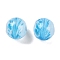 Handmade Lampwork Beads, Round with Flower, Deep Sky Blue, 12x12~12.5mm, Hole: 1.2~1.6mm