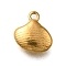 304 Stainless Steel Charms, Ocean Theme Charm, Ion Plating(IP), Real 18K Gold Plated, Shell Shape, 9x8.5x3mm, Hole: 1mm