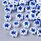 Glass Beads, Flower, Royal Blue, 4~6.5x4~6.5x2.5~3mm, Hole: 1mm