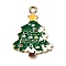 Christmas Alloy Enamel Pendants, Golden, Christmas Tree, 32.5x24x1.8mm, Hole: 2mm