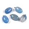 Natural Agate Dyed Pendants, Oval Charms with 201 Stainless Steel Snap on Bails, Stainless Steel Color, Deep Sky Blue, 33~35x20~22x14~15mm, Hole: 6x3mm