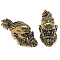 2Pcs Outdoor EDC Tool Brass Parachute Rope European Beads, Large Hole Beads, Orcish Warrior Head, Antique Golden, 44.5x19x35mm, Hole: 6mm