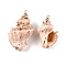 Natural Sea Shell Pendants, Shell Shaped Charms with Golden Tone Iron Loops, PeachPuff, 25~40x15~27x12~22mm, Hole: 1.6~1.8mm
