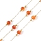 Natural Agate Link Chains, with Glass Seed Beaded and Ion Plating(IP) 316 Stainless Steel Chain, Soldered, with Spools, Real 18K Gold Plated, 11.3x4x4mm
