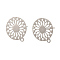 Brass Stud Earring Findings, with Loop, Flat Round, Nickel Free, Real Platinum Plated, 12.5x11mm, Hole: 1mm, pin: 0.6mm