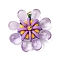 Glass & Polymer Clay Pendants, Flower, with 304 Stainless Steel Jump Rings, Real 18K Gold Plated, Lilac, 26x10mm