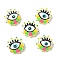 Baking Painted Glass Beads, Bumpy Flat Round with Evil Eye, with Enamel, Yellow, 16~17x16~17x11~12mm, Hole: 1.2mm
