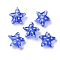 Handmade Lampwork Beads Strands, Star with Polka Dot Pattern, Blue, 13~14.5x15~15.5x6.5~7mm, Hole: 1.2mm, about 29~30pcs/strand, 35.6~37.5cm