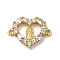 Brass Pave Clear Cubic Zirconia Connector Charms, Religion Virgin Mary Links, Golden, Heart, 12.5x16x2mm, Hole: 1mm