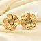 304 Stainless Steel Stud Earrings, Flower, Real 18K Gold Plated, 25x23mm