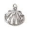 Brass Micro Pave Cubic Zirconia Pendants, Shell Shape, Long-Lasting Plated, Rack Plating, Lead Free & Cadmium Free, with Jump Ring, Platinum, 15.5x16.5x4.5mm