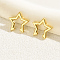 201 Stainless Steel Star Cuff Earrings, Real 18K Gold Plated