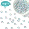 100Pcs Transparent Crackle Glass Bead Strands, Round, Colorful, 7~7.5x8.2mm, Hole: 1.4mm