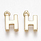 Brass Charms, Letter, Nickel Free, Real 18K Gold Plated, Letter.H, 8.5x5x1.5mm, Hole: 0.8mm