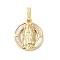 Brass Pave Natural White Shell Pendants, Religion Virgin Mary Charms, Long-Lasting Plated, Lead Free & Cadmium Free, Rack Plating, Real 18K Gold Plated, 17.5x15x3mm, Hole: 3.5x6mm
